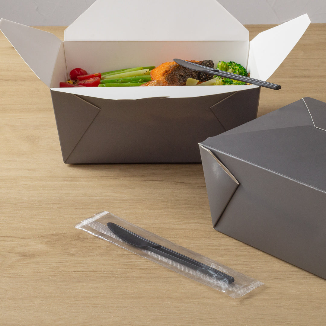Eco-Friendly Black CPLA Plastic Knives - 250 Count, Heat Resistant, Compostable Cutlery (6.5 Inch) for Parties, Picnics & Catering Events