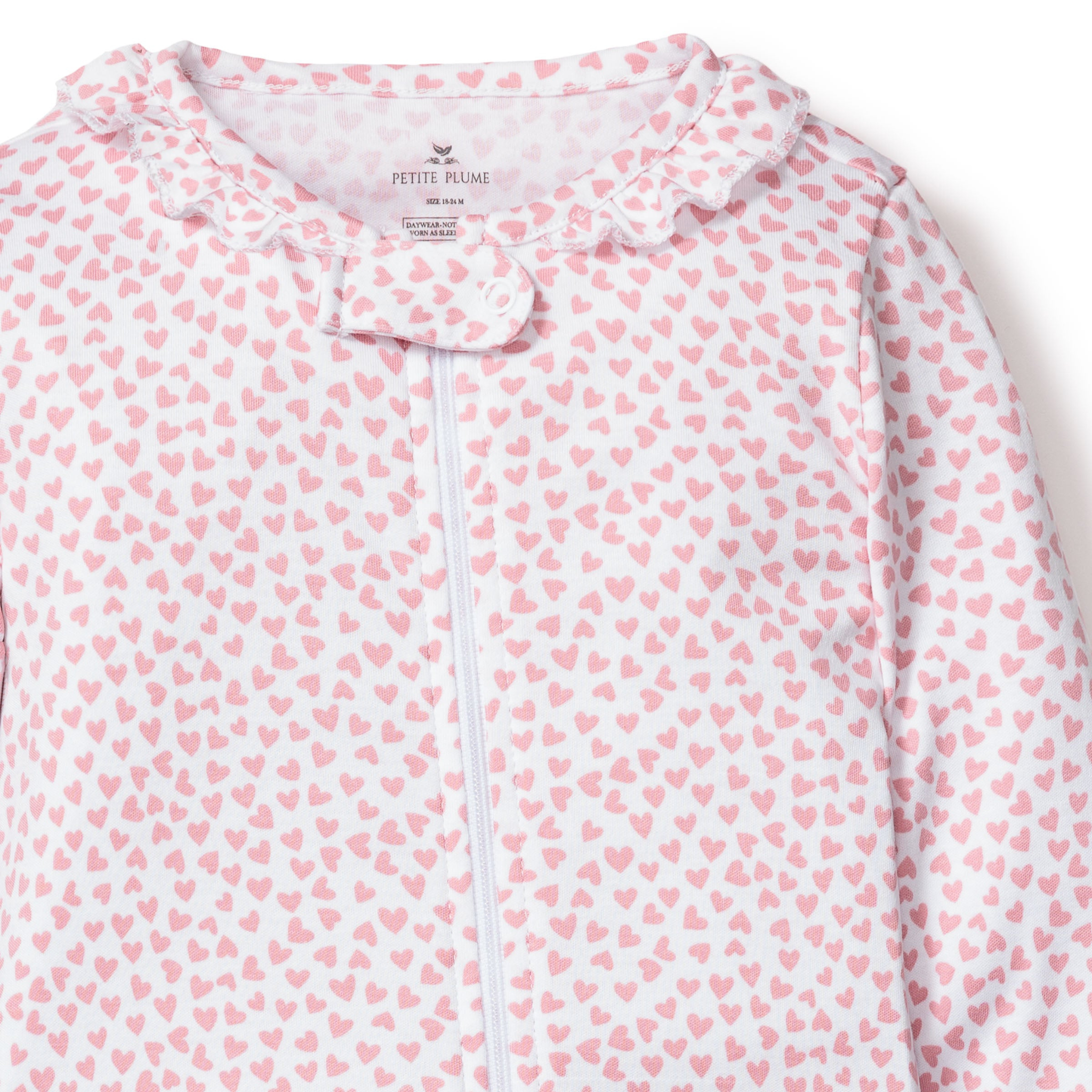 Soft Pima Cotton Baby Romper with Ruffle Collar - Sweethearts Print | Perfect for Newborn Photos, Family Outings & Special Occasions