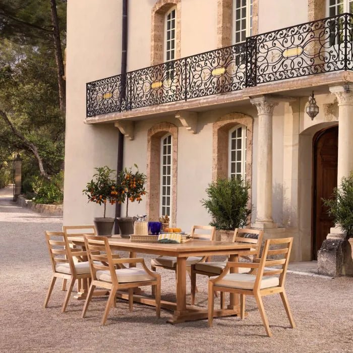 Handmade Designer Natural Color Arm Outdoor Dining Chair - Patio, Garden, Poolside, and Backyard Furniture for Relaxing and Entertaining