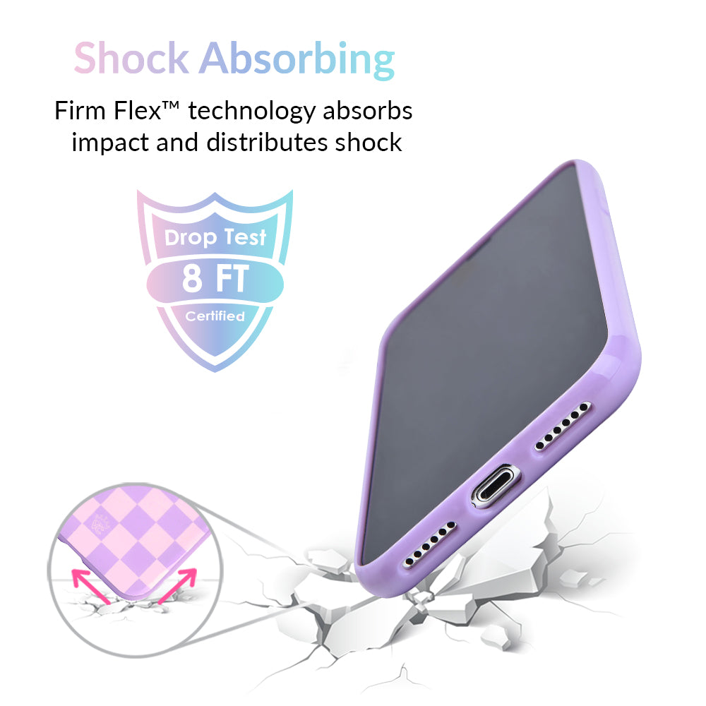 Checkered Lavender Nude iPhone Case - Trendy Protective Cover for iPhone 13/14/15 - Soft Matte Finish with Shock Absorption - Perfect for Everyday Use, Travel & Fashion Accessories