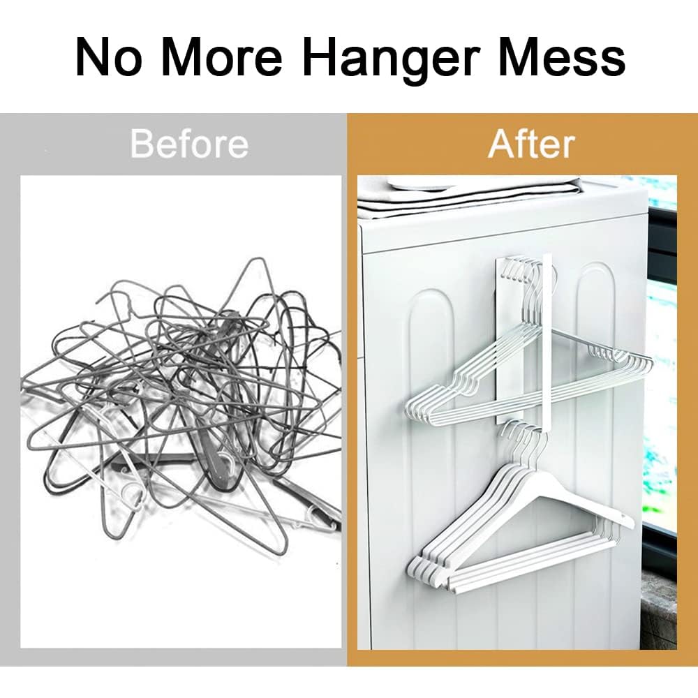 Magnetic Hanger Organizer - Space Saving Hanger Storage Rack for Washing Machine & Closet, Heavy Duty Laundry Hanger Stacker for Adults & Kids Clothes (Perfect for Small Spaces, Laundry Rooms & Closet Organization)
