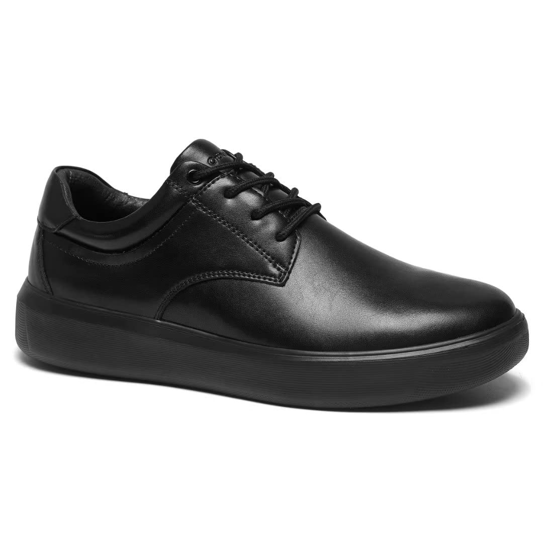 OrthoComfoot Men's Oxford Dress Shoes for Plantar Fasciitis Relief - Genuine Leather Orthopedic Shoes with Arch Support for Foot & Heel Pain - Comfortable Casual Walking Shoes for Work, Office & Formal Occasions