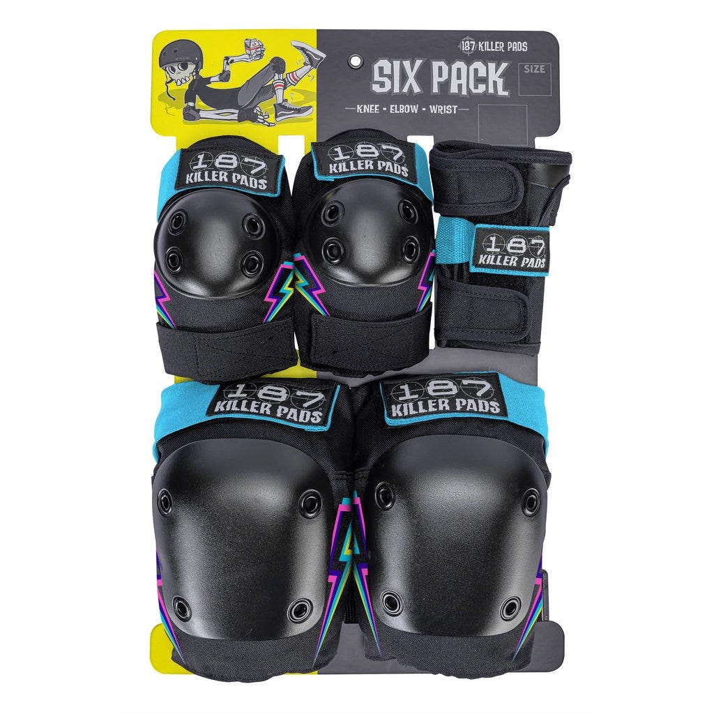 187 Junior Combo Pad Set - 6-Piece Protective Gear for Young Skateboarders & Scooter Riders - Perfect for Kids' Skate Park Safety & Outdoor Sports