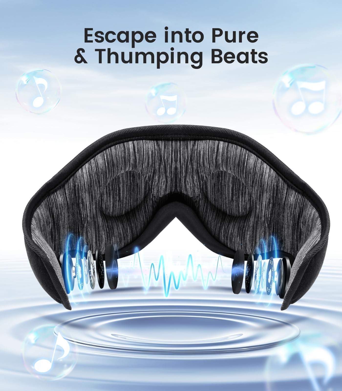 Wireless Bluetooth Sleep Mask with Built-in Headphones, Adjustable Stereo Speakers & Microphone - Comfortable Eye Mask for Sleeping, Meditation & Travel - Perfect Gift for Women, Men & Insomnia Relief