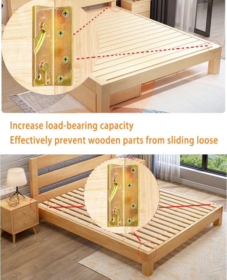 8-Pack No-Mortise Bed Rail Brackets - Heavy Duty Bed Frame Connectors with Screws for Headboard & Footboard Installation - Perfect for Bedroom Furniture Assembly and DIY Bed Frame Projects