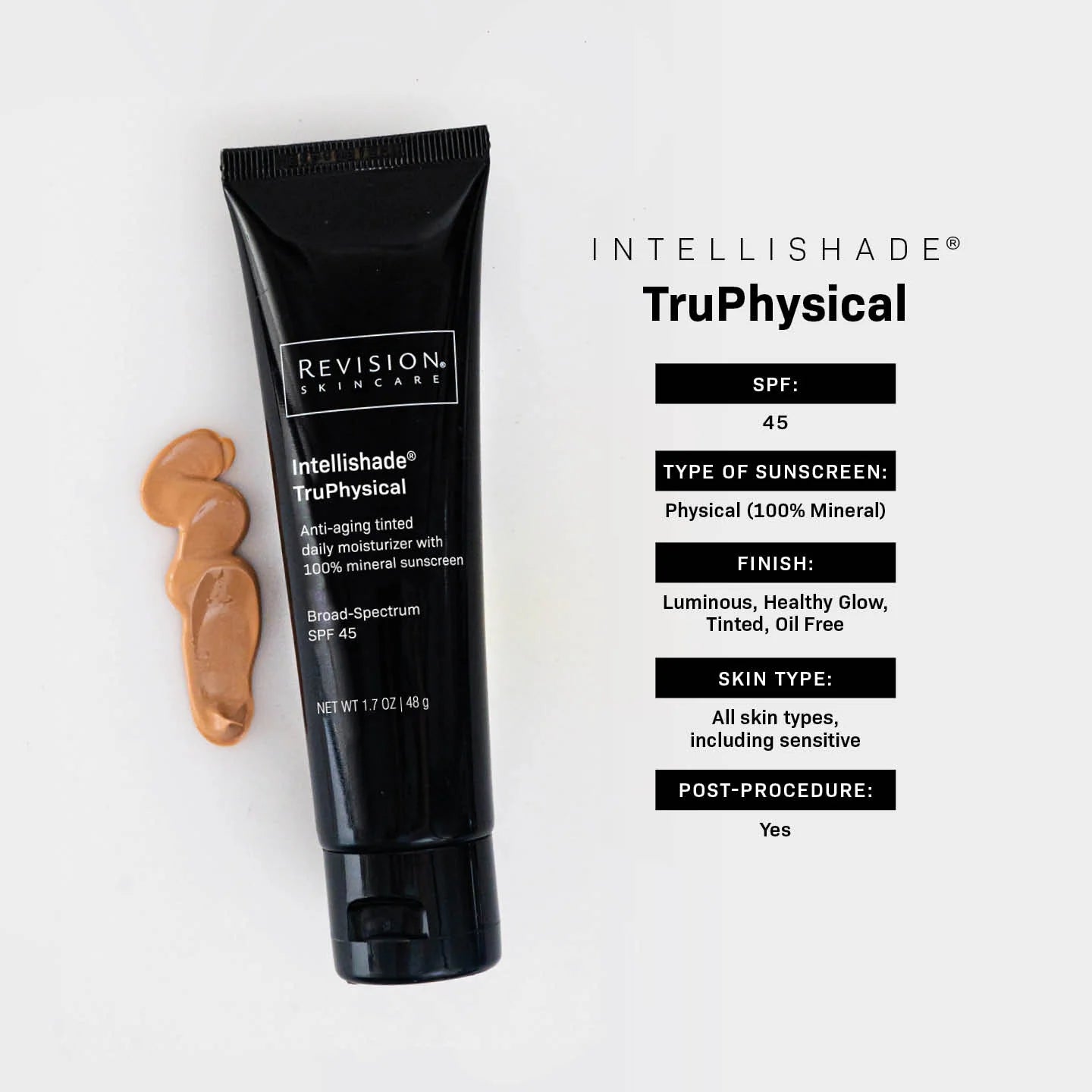 Revision Skincare Intellishade TruPhysical SPF Tinted Moisturizer 1.7 oz (48g) - Daily Anti-Aging Sunscreen & Makeup Base for Flawless Complexion | Perfect for Work, Travel & Outdoor Activities