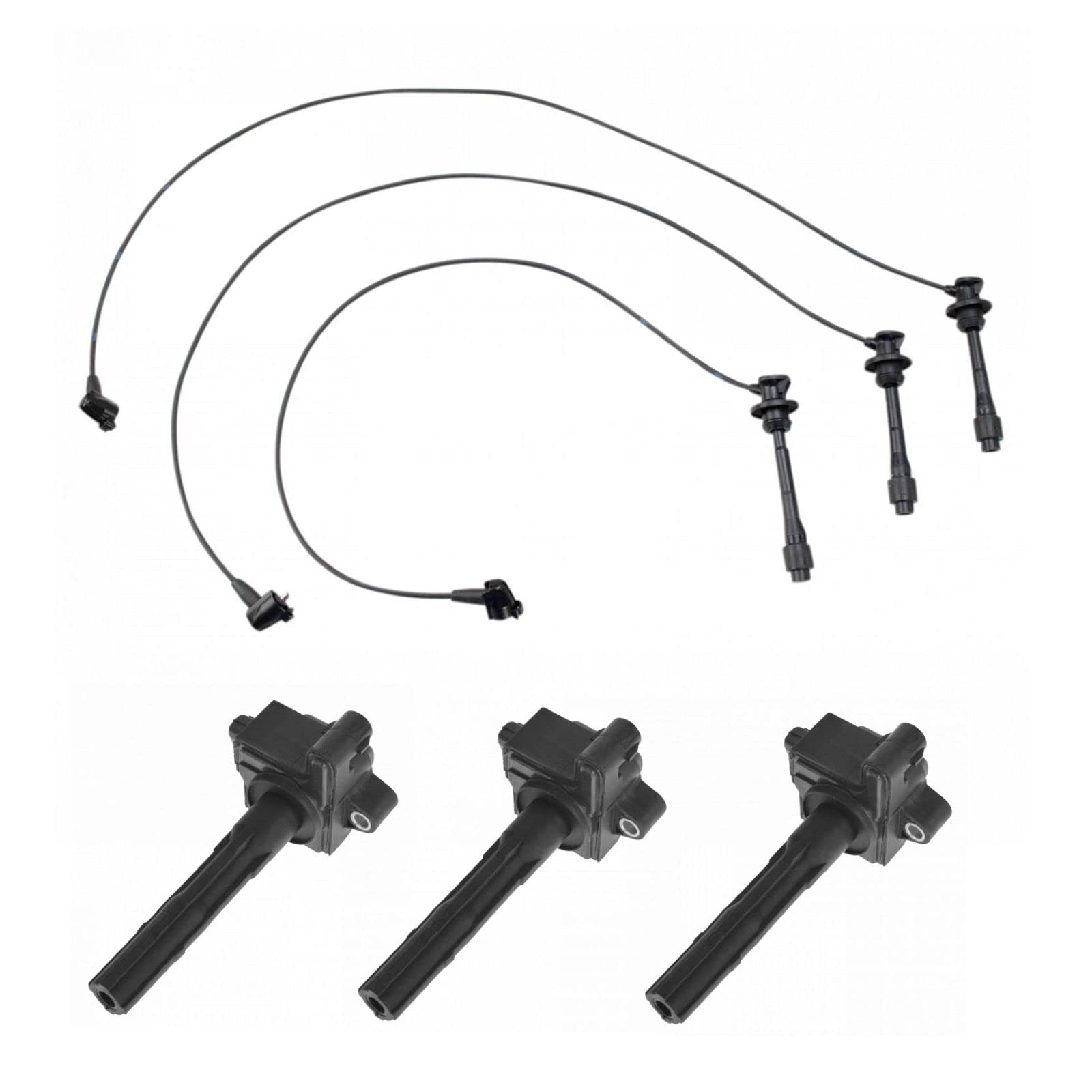 High Performance Ignition Coil & Spark Plug Wire Set - Compatible with Lexus ES300 1996-2001, Toyota Avalon 1996-1999, Camry 1996-1999, Sienna 1998-2000, Solara 1999-2003 - Perfect for Engine Tune-Up & Smooth Acceleration