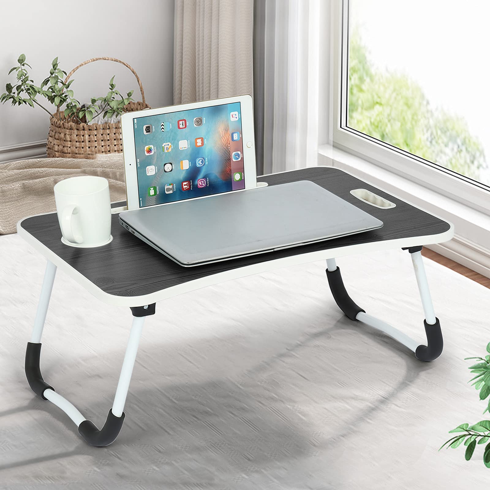 Ellymi Foldable Laptop Bed Desk - Portable Adjustable Laptop Table for Couch, Bed, Office & Home Use - Lightweight Computer Workstation for Studying, Working & Gaming