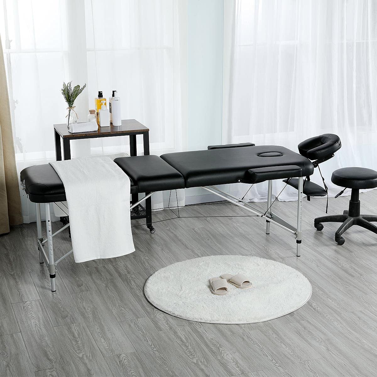 Yaheetech Professional Folding Massage Table - Portable Salon Couch Bed for Beauty, Tattoo & Therapy - Adjustable 3-Section Height with Wheels - Perfect for Home Spa, Salon, Clinic & Mobile Services