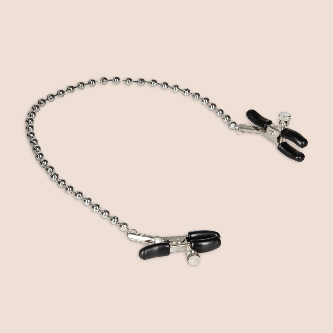 Nipple Play® Adjustable Beaded Nipple Clamps with Chain - Sensual Adult Toy for BDSM, Couples Play & Intimate Exploration