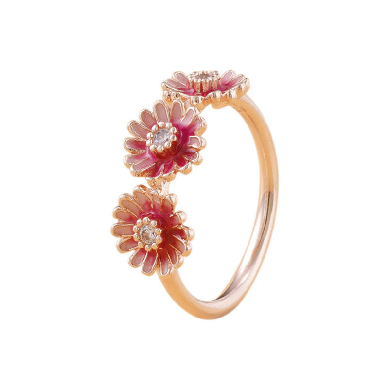 925 Sterling Silver Pink Daisy Flower Ring for Women - Elegant Floral Jewelry Gift for Birthday, Anniversary & Everyday Wear