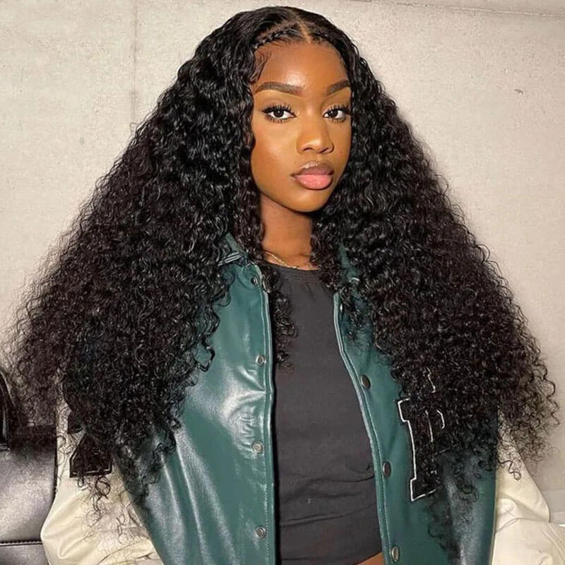 Eullair Kinky Curly Human Hair Wig - Glueless 6x4 & 5x5 Lace Front Wig with Pre-Cut Lace | Beginner Friendly | 30s Quick Install | Natural Black | Perfect for Daily Wear, Cosplay & Special Occasions