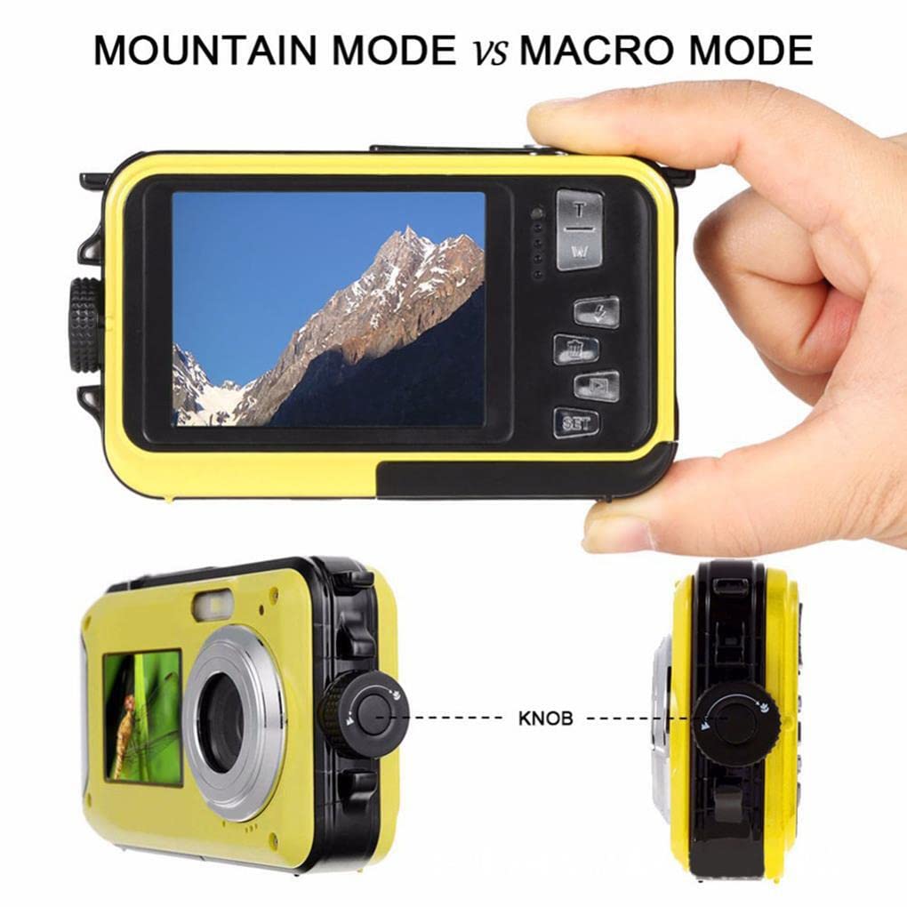 **24MP Waterproof Digital Camera with Dual Screen & 16X Zoom - 2.7 Inch HD Underwater Camera, USB Rechargeable, Includes Carry Bag (UK/US Plug) - Perfect for Snorkeling, Travel & Outdoor Adventures**