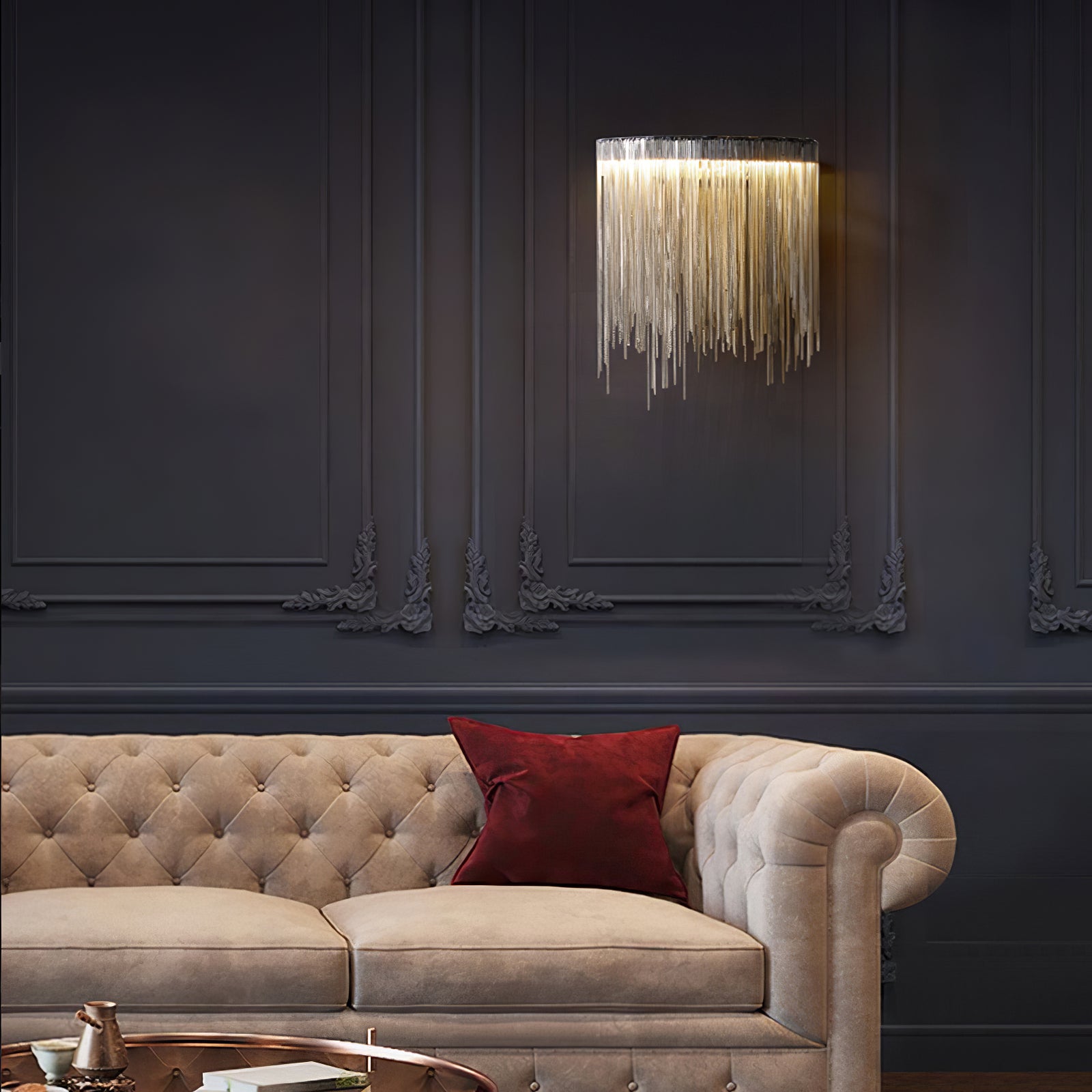 Tassel Wall Lamp with Chain - Elegant Boho Home Decor for Living Room, Bedroom, or Entryway Lighting
