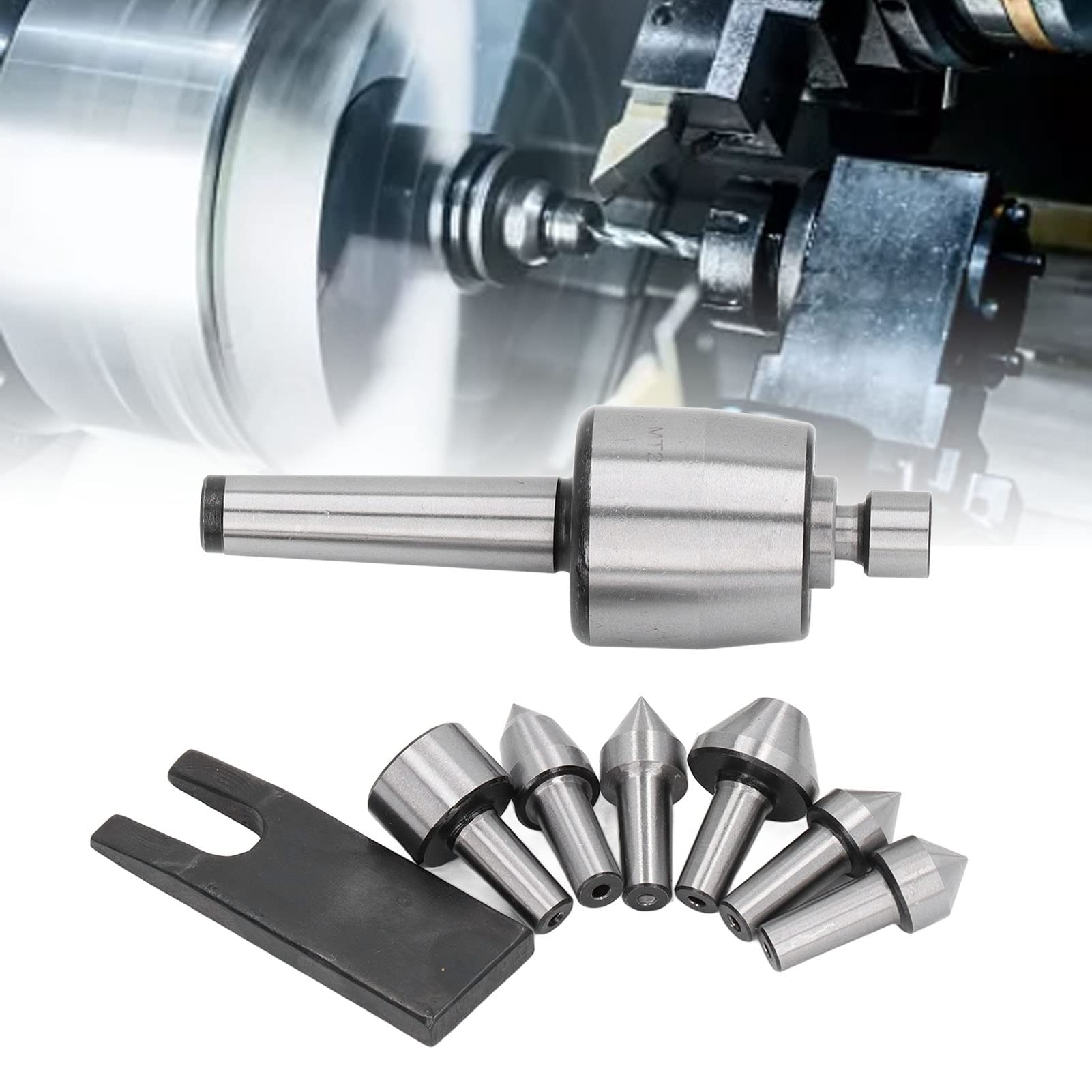 High Carbon Steel Live Center Tailstock - Precision Lathe Tool for High Speed Turning | Durable Revolving Turning Center for Metalworking & Woodworking Projects