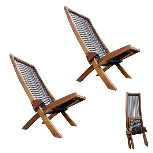 2pcs Folding Roping Wood Chair