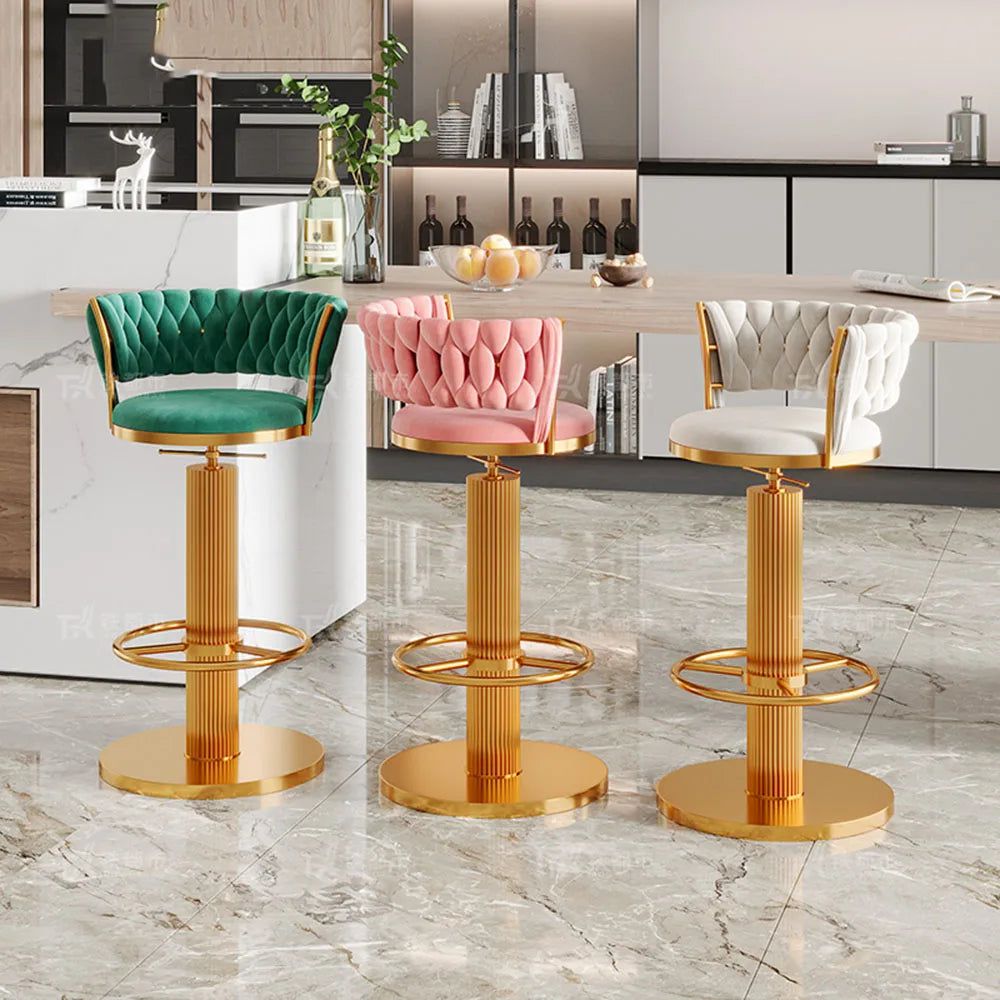 Luxury Velvet Bar Stools for Kitchen Island & Counter - Adjustable Height Modern Bar Chairs for Home, Cafe & Restaurant Decor