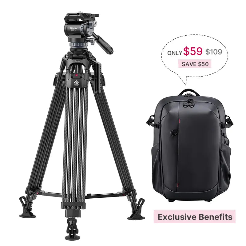 Ulanzi VideoFast Heavy Duty Tripod Kit - Professional Camera Stand with Quick Release Plate for DSLR, Mirrorless, Camcorder - Perfect for Vlogging, Live Streaming & Outdoor Photography