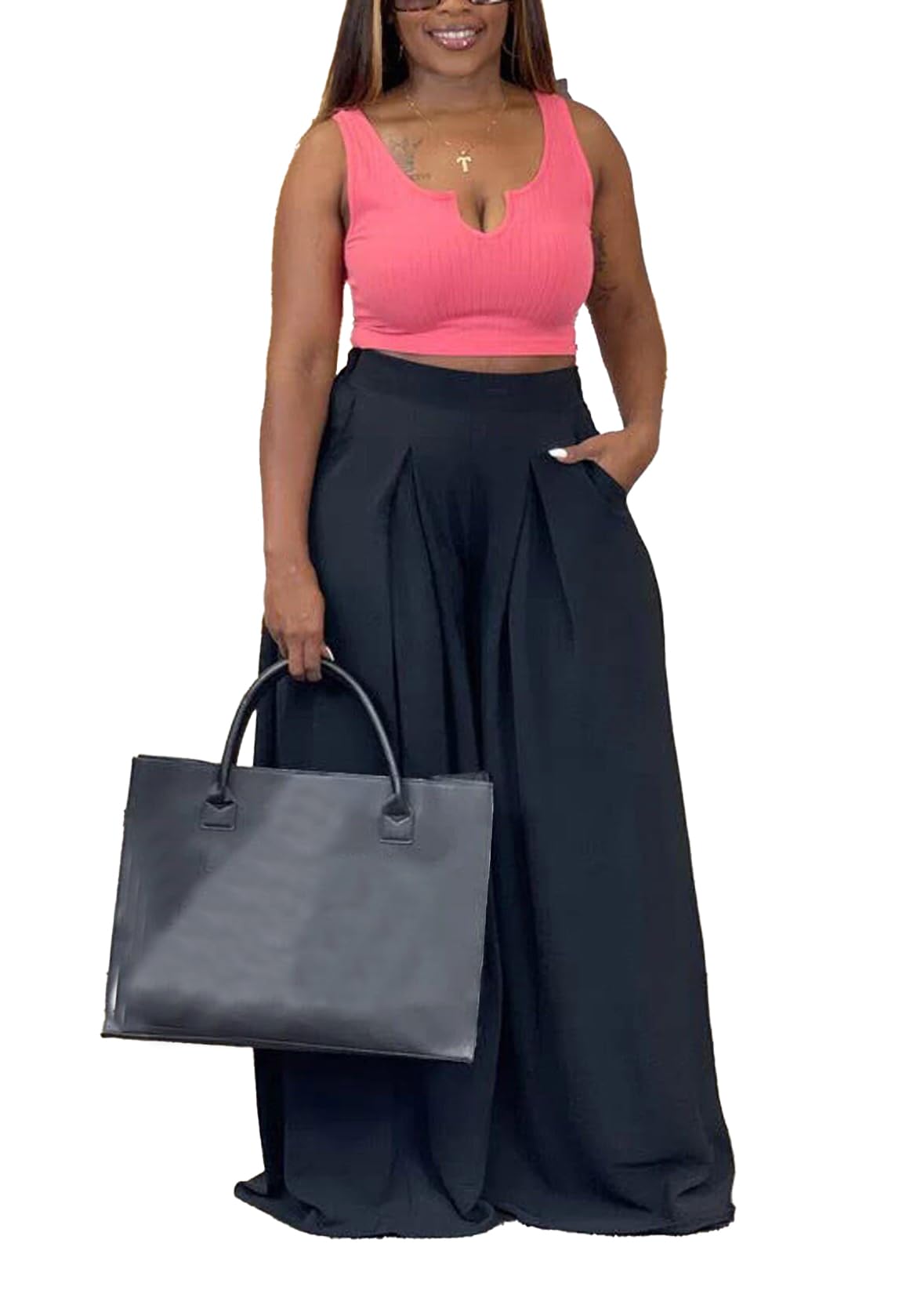 Women's Casual Palazzo Pants - Elastic Waist Lounge Pants & Wide Leg Trousers for Comfortable Outfits | Perfect for Yoga, Travel & Home Relaxation