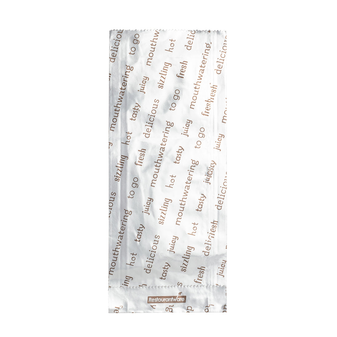 Eco-Friendly Small Hot Dog Foil Bags - 3 3/4 x 1 1/4 x 9 Inches, 100 Count Box - Perfect for Food Trucks, Concession Stands & Party Snacks