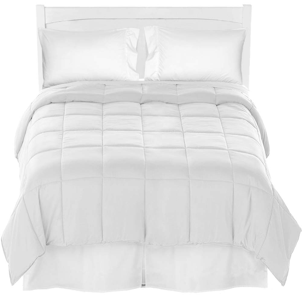 Bare Home Twin XL Comforter Set - Ultra Soft Brushed Microfiber Bedding Set with Sheets & Bed Skirt | White 3-Piece Bedding Collection for Cozy Sleep & Guest Room Decor