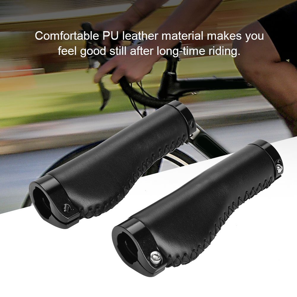 Premium Leather Bike Handle Grips - Comfortable & Durable E-Bike Grips for Road, Mountain & Commuter Bikes - Perfect for Long Rides & Urban Cycling