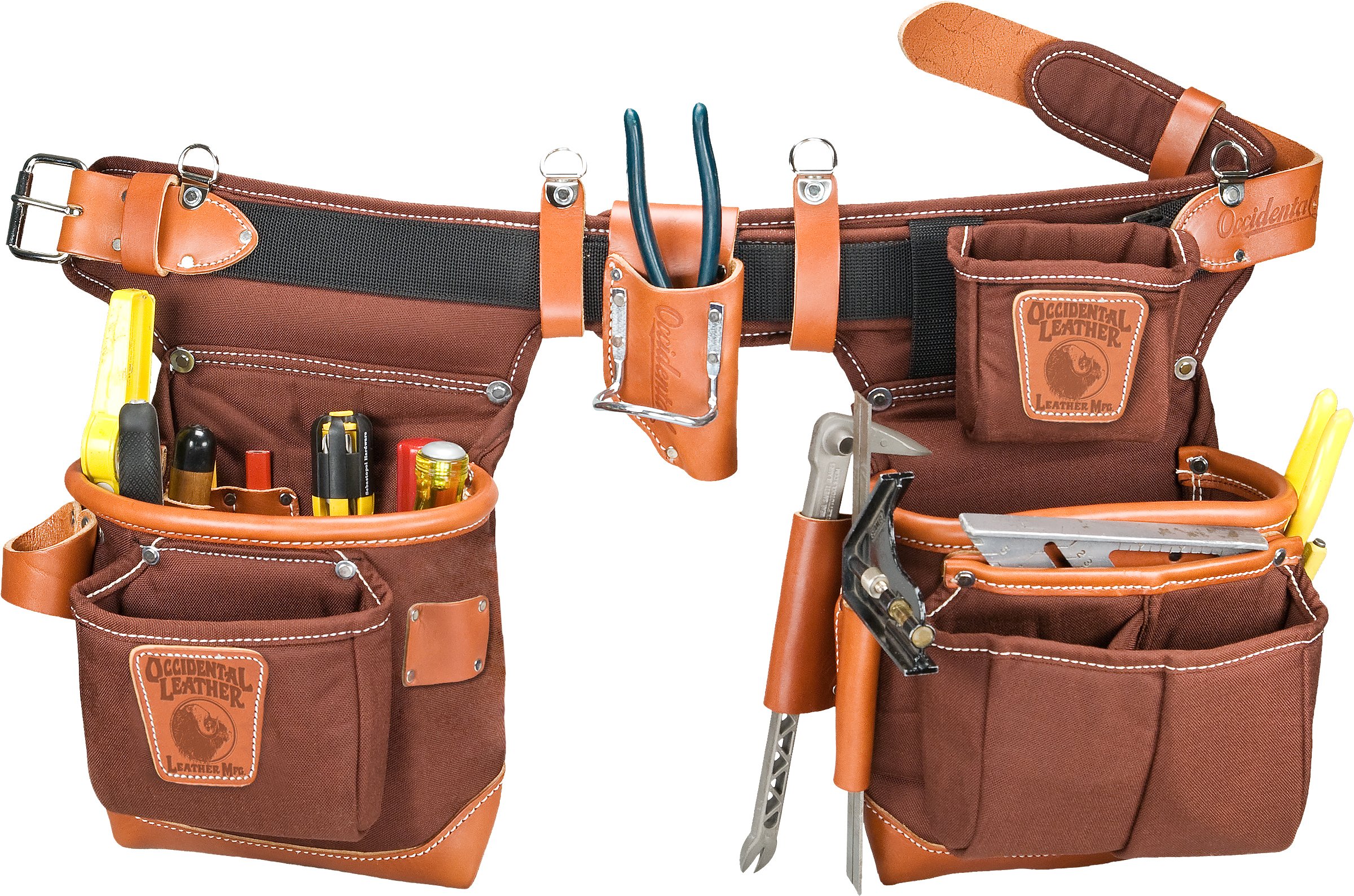 Occidental Leather 9855LH Adjust-to-Fit Fat Lip Tool Bag Set - Left Handed Cafe Brown - Durable Construction for Electricians & Contractors - Perfect for Job Sites & Professional Tool Storage