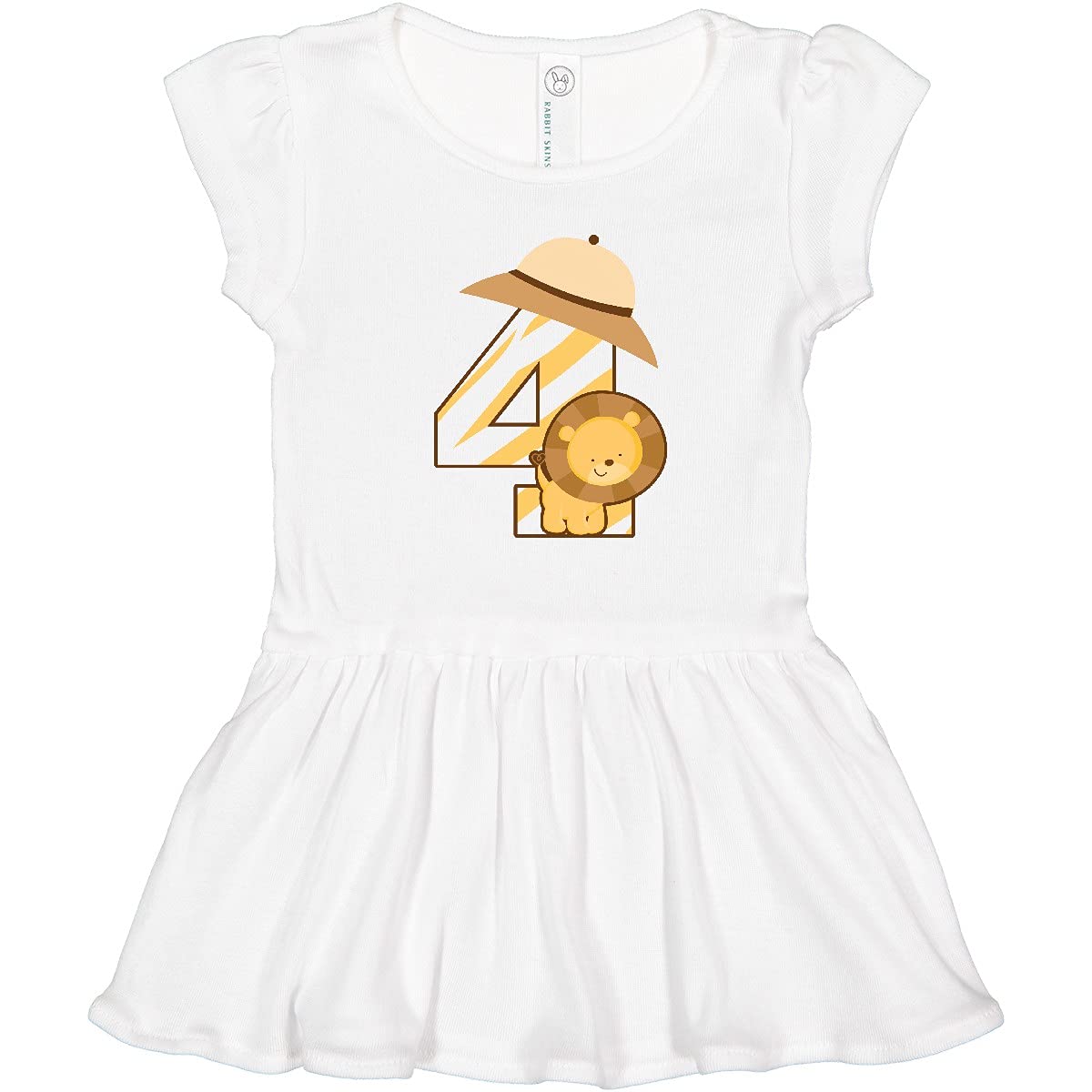 Inktastic 4th Birthday Jungle Safari Lion Toddler Dress for 4 Year Old Girls - Cute Animal Print Party Outfit for Birthday Celebrations & Special Occasions