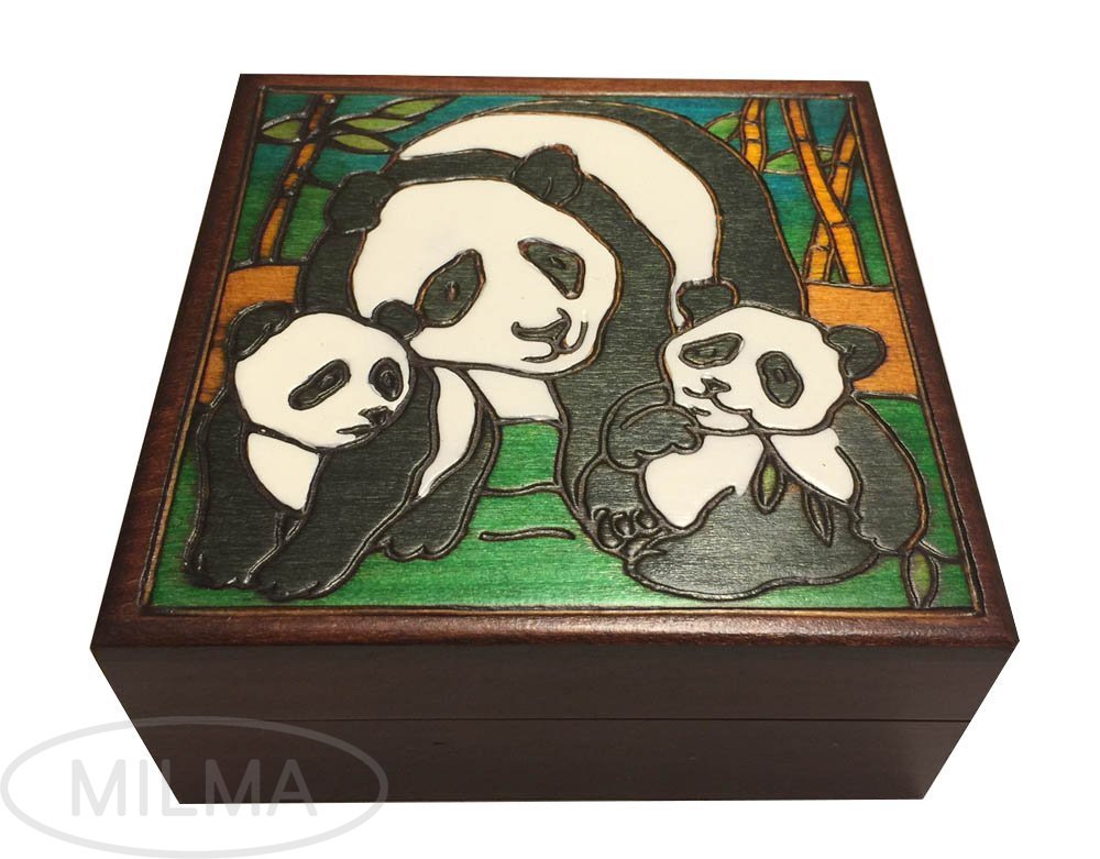 Handmade Panda Family Wooden Keepsake Box - Decorative Gift Box for Kids & Adults - Polish Artisan Craft - Perfect for Jewelry Storage, Home Decor & Special Occasions