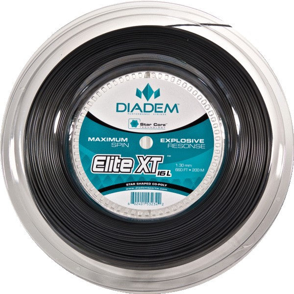 Diadem Elite XT 16L/1.25 Tennis String Reel (Charcoal) - Premium Performance String for Tennis Rackets | Perfect for Competitive Play & Stringing Services