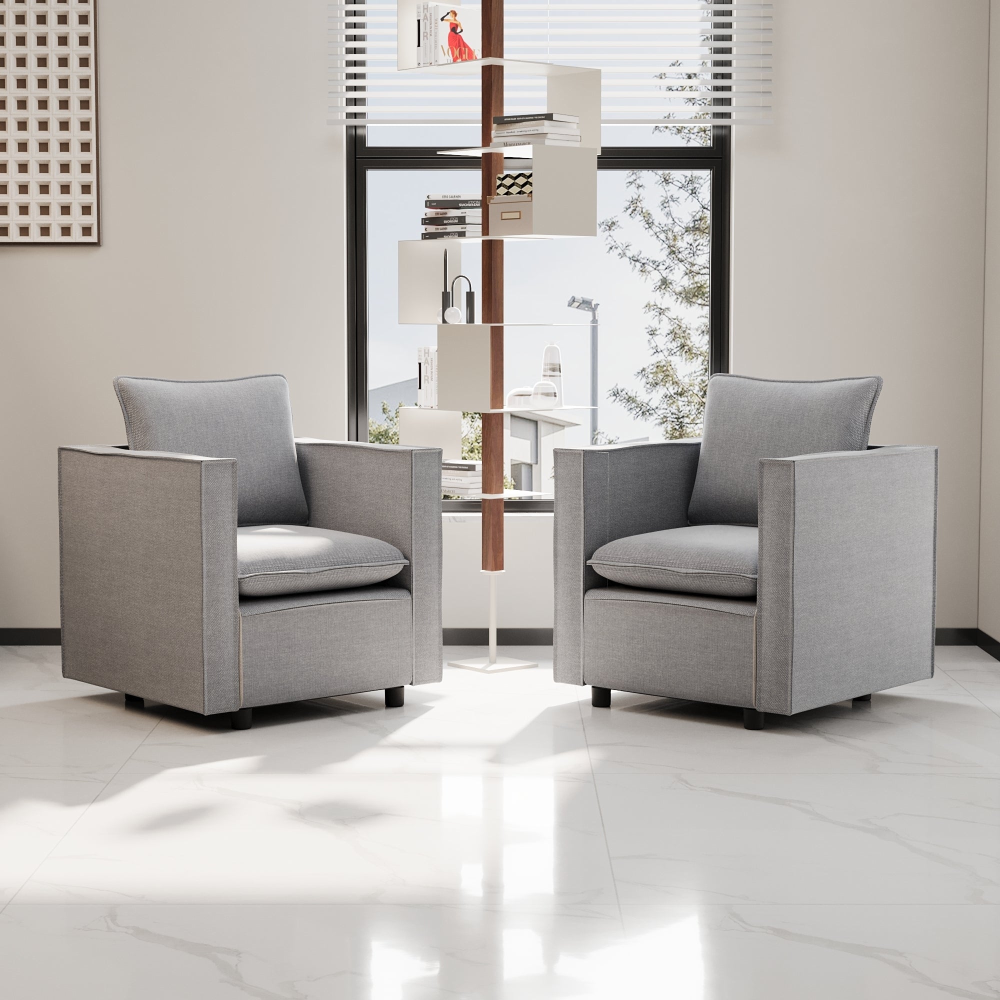 Modern Gray Single Sofa Chair - Soft Breathable Seat Cushion & Comfortable Armchair for Bedroom, Living Room Corner, or Reading Nook - Decorative & Cozy Home Furniture