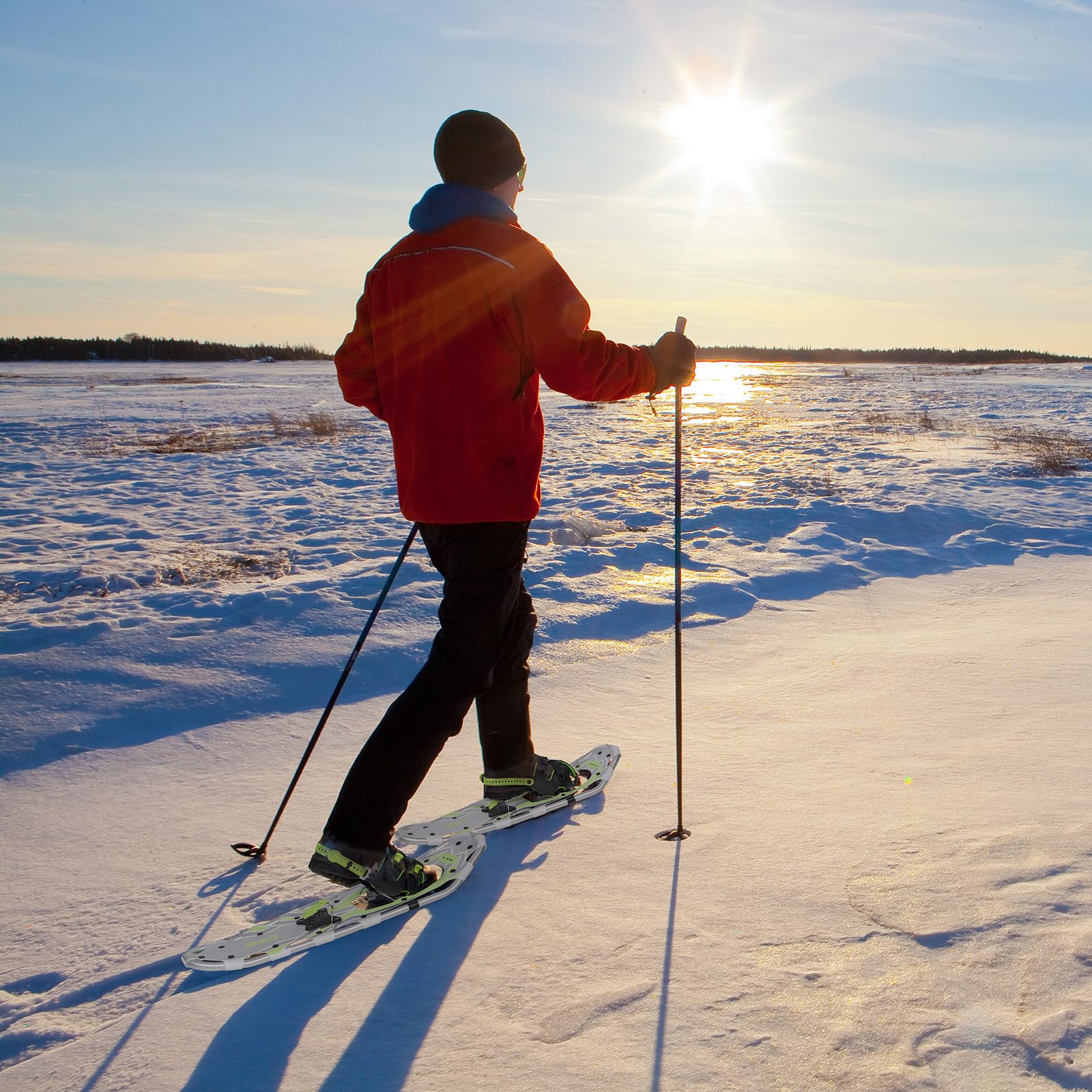 G2 21/25/30/36 Inch Lightweight Snowshoes with Toe Box - EVA Padded Ratchet Binding, Heel Lift & Flexible Pivot Bar - Durable Back Strap, Trekking Poles & Carrying Bag Included - 5 Colors Available - Perfect for Winter Hiking, Backpacking & Snow Trekking Adventures