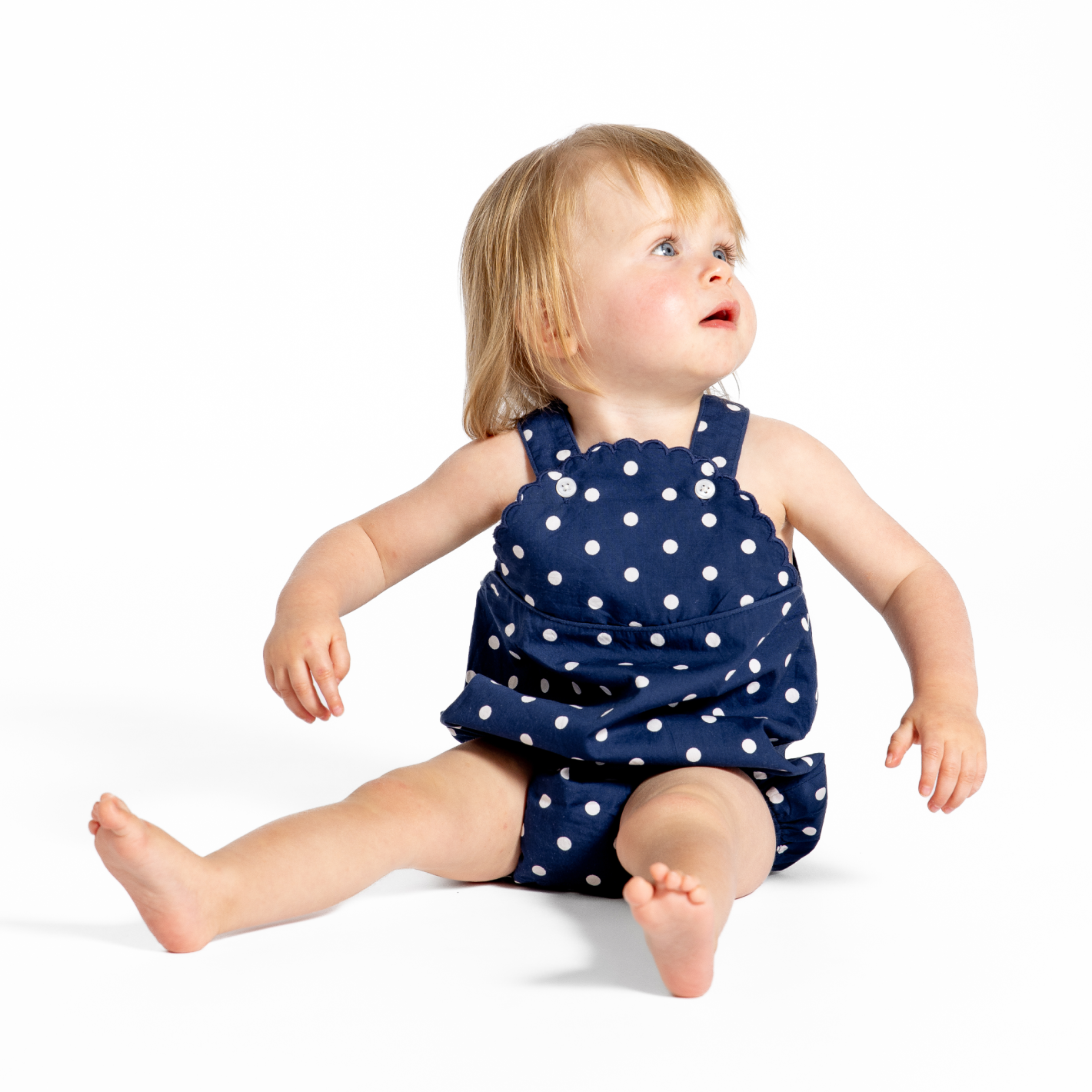 Baby Atlantic Dot Scalloped Bubble Romper - Soft & Stylish Outfit for Newborns & Infants | Perfect for Photos, Parties & Everyday Wear