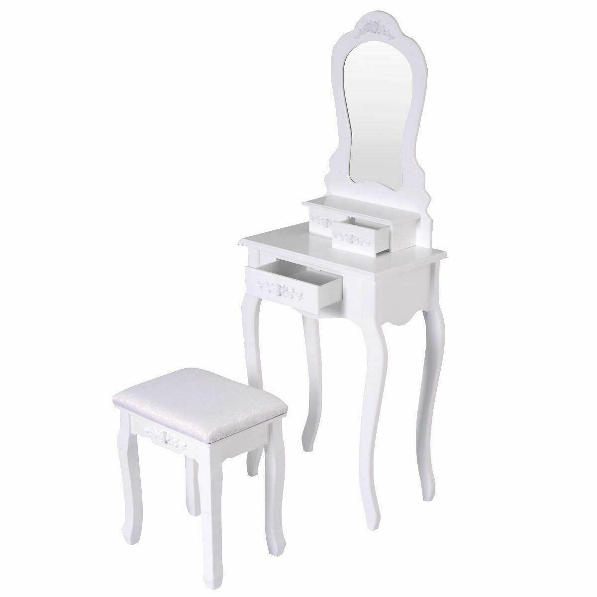 Portable Makeup Vanity Table Set with Stool, Drawer & Mirror - Compact Dressing Desk for Bedroom, Dorm, Apartment | Perfect for Makeup, Skincare & Hair Styling
