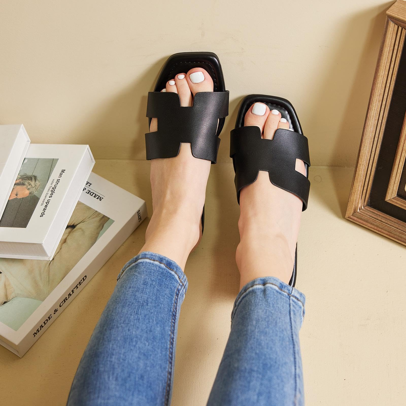 Putu Women's Flat Sandals - Comfortable Summer Slide Sandals for Beach, Pool & Casual Outings | Cute & Stylish Open-Toe Footwear