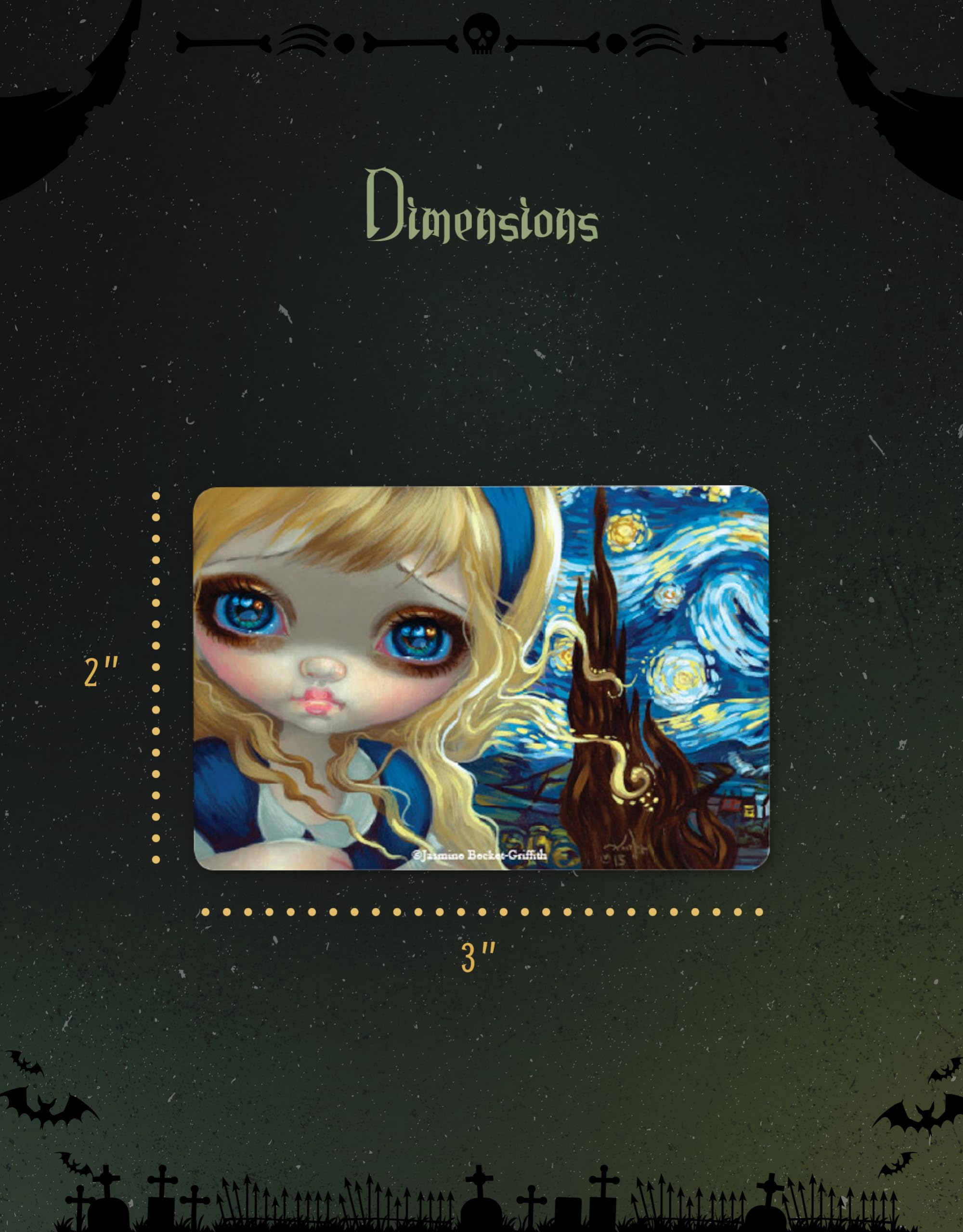 Arcane Vault - Jasmine Becket-Griffith Gothic Fairy Tale Alice & The Starry Night Wooden Refrigerator Magnet - Laser-Cut UV-Coated Home Decor for Kitchen, Office & Dorm Room (1231-LM)