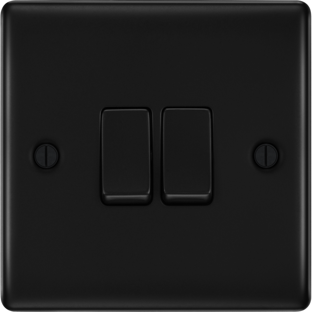 BG Nexus Metal Matt Black 2G 2W Light Switch NFB42 - Modern Electrical Switch for Home & Office Decoration | Perfect for Living Room, Bedroom, and Commercial Spaces