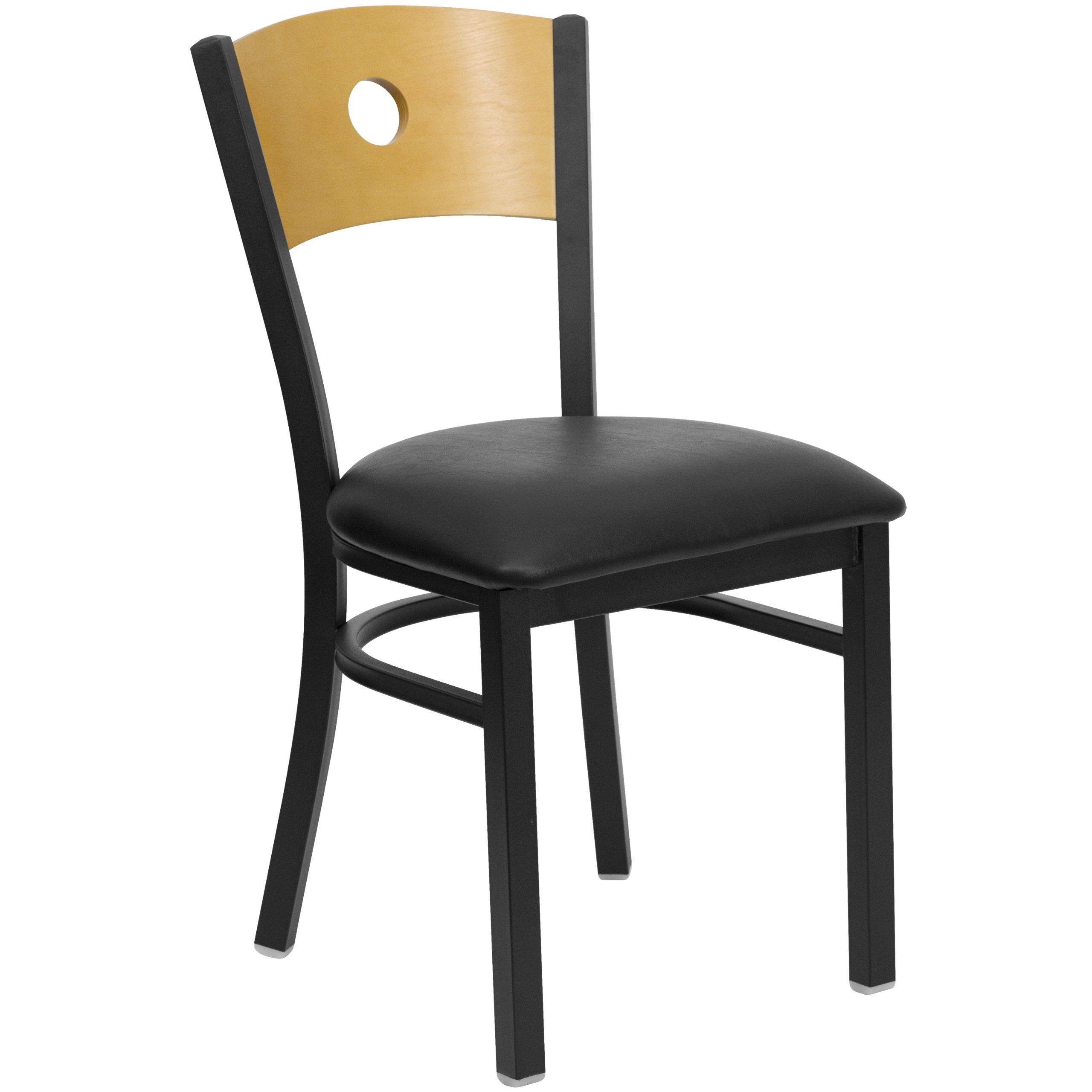 Flash Furniture HERCULES Series Black Metal Restaurant Chair with Natural Wood Back & Vinyl Seat - Heavy Duty Commercial Dining Chairs for Restaurants, Cafes, and Home Kitchens