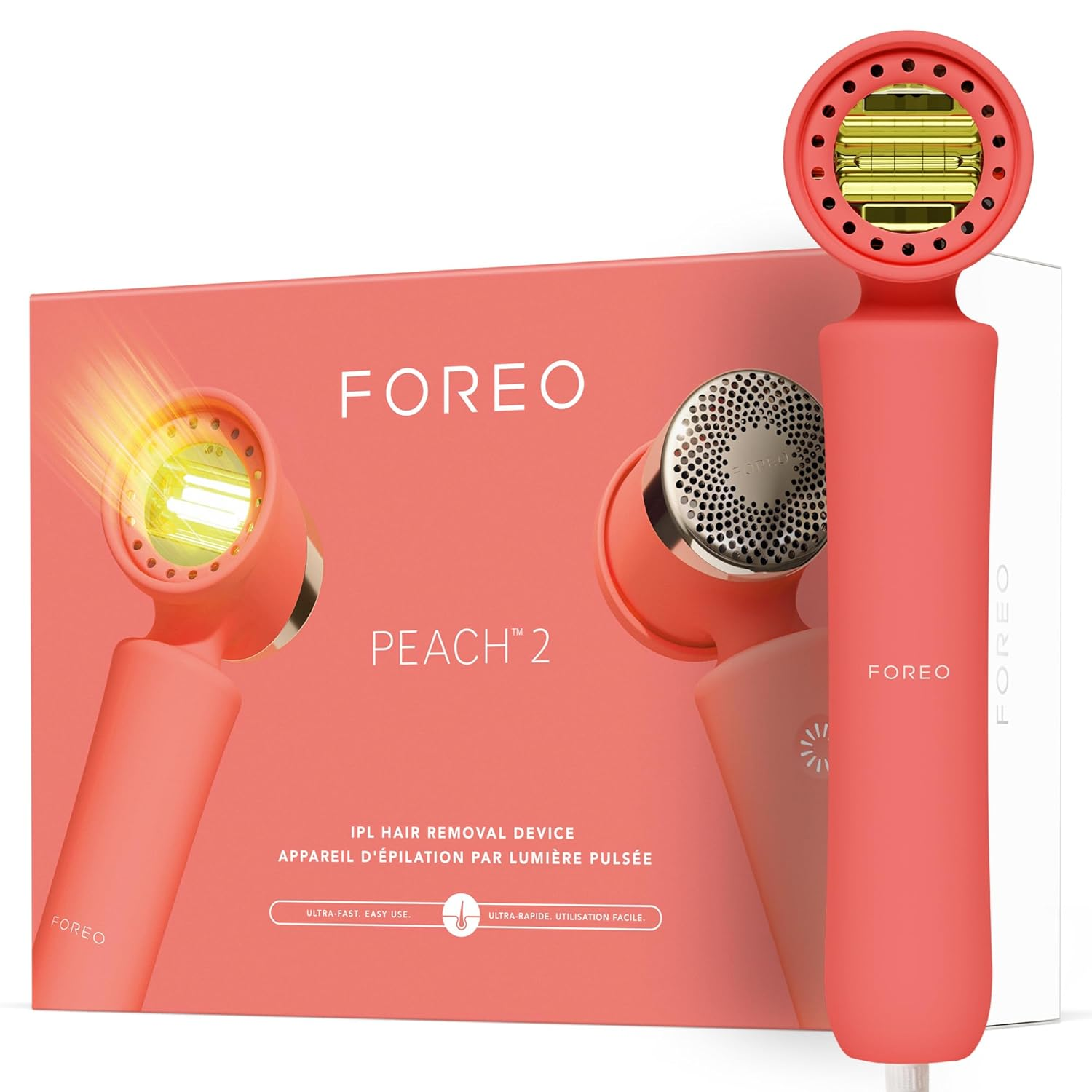FOREO PEACH 2 IPL Hair Removal Device for Women & Men - Permanent Hair Reduction for Face, Legs, Underarms & Bikini Line - At-Home Laser Hair Removal Treatment with Smooth Skin Technology