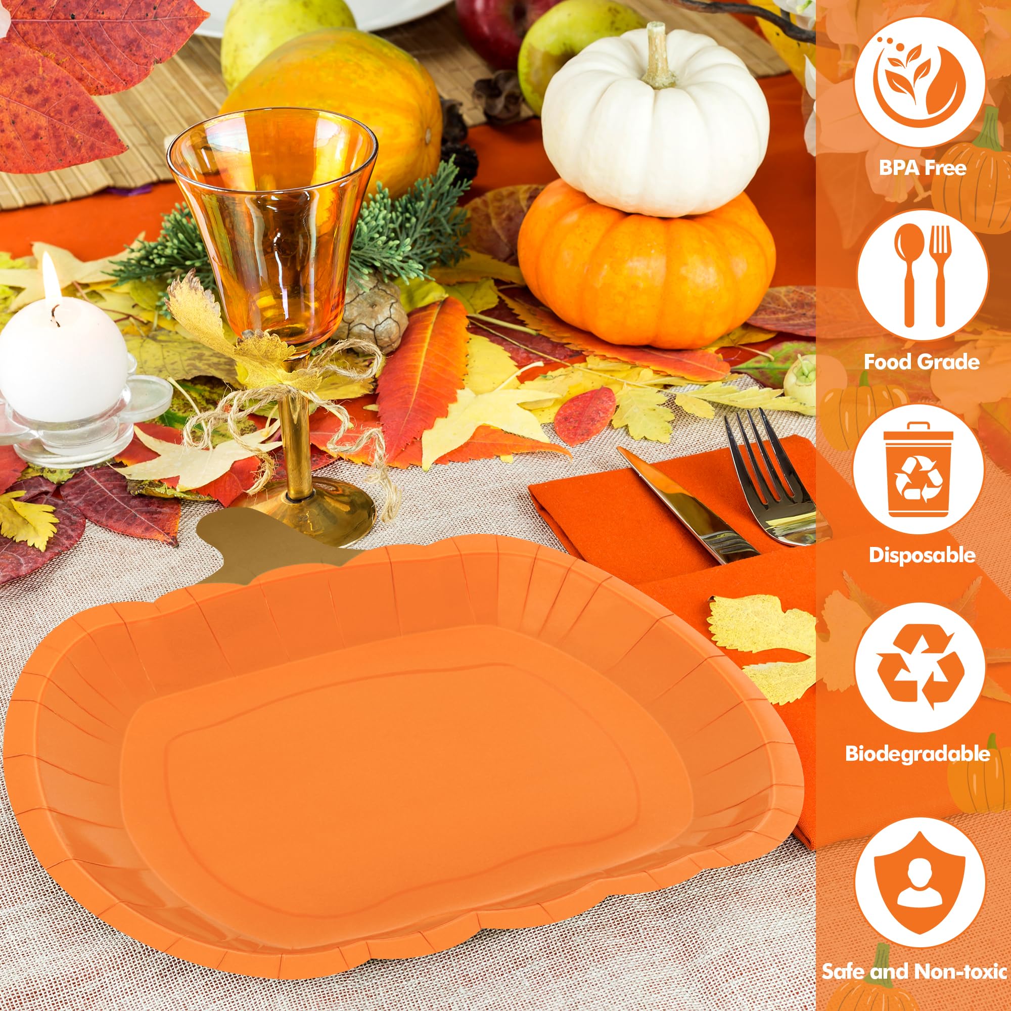 50 PCS Fall Paper Plates - 9.4