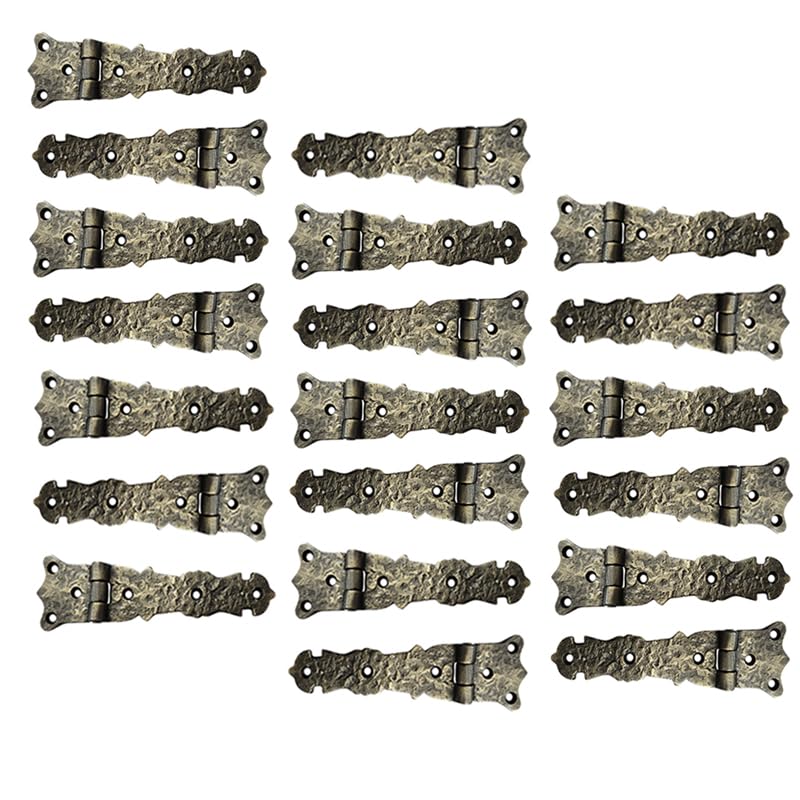 Adonai Hardware Abez Antique Cast Iron Cabinet Hinges - 5.6 Inch (20 Pack) in Antique Brass Finish - Vintage Style for Kitchen Cabinets, Furniture & Home Restoration Projects