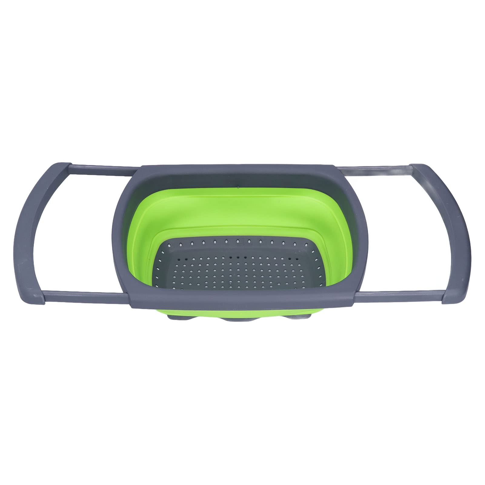 Lightweight Portable Silicone Foldable Fruit & Vegetable Wash Strainer Basket - High Temperature Resistant, Green Collapsible Drain Basket for Kitchen, Camping & Travel