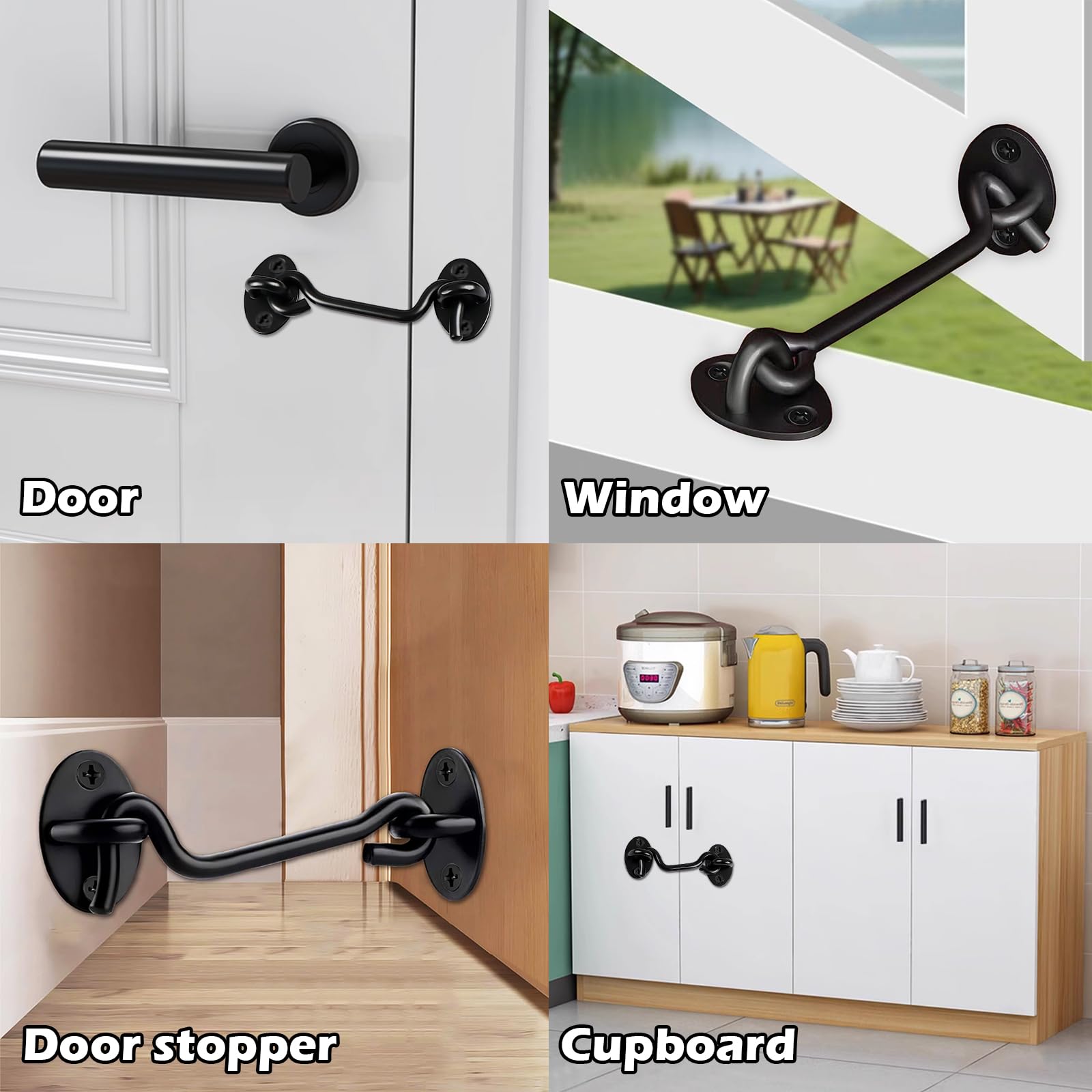 2 Pack Stainless Steel Barn Door Lock with Eye Latch Hook - 6 Inch Heavy Duty Sliding Door Lock for Barns, Sheds, Gates & Windows - Includes Mounting Screws for Easy Installation (Rustproof & Durable)