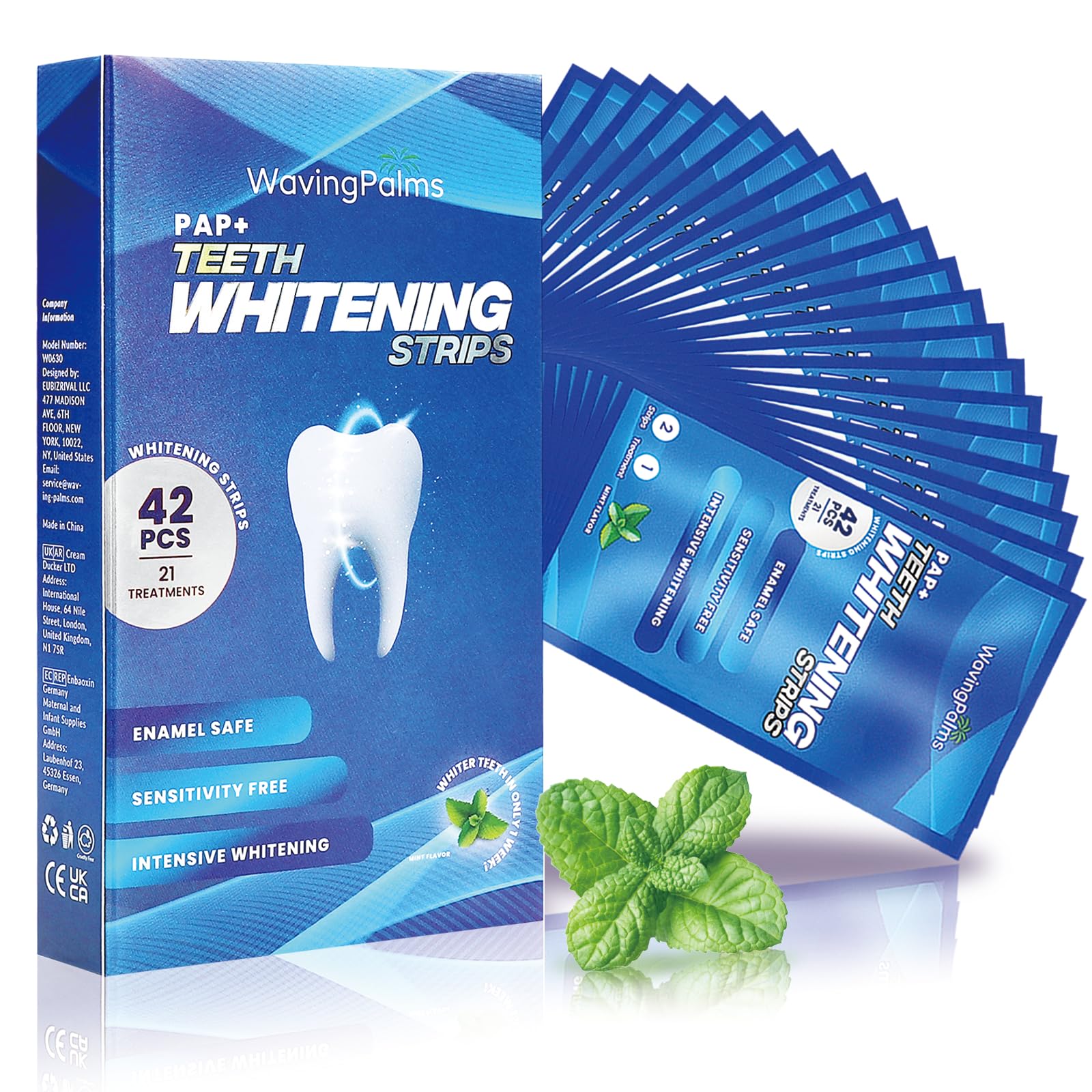 Professional Teeth Whitening Strips - 42 Rapid White Bleaching Strips for Sensitive Teeth, Mint Flavor (42 Count Pack) | At-Home Dental Care & Bright Smile Solution for Daily Use, Parties & Special Occasions