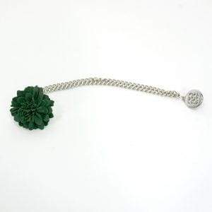 Cavani Green Flower Chain Pin - Elegant Floral Brooch for Women, Perfect for Weddings, Parties & Special Occasions