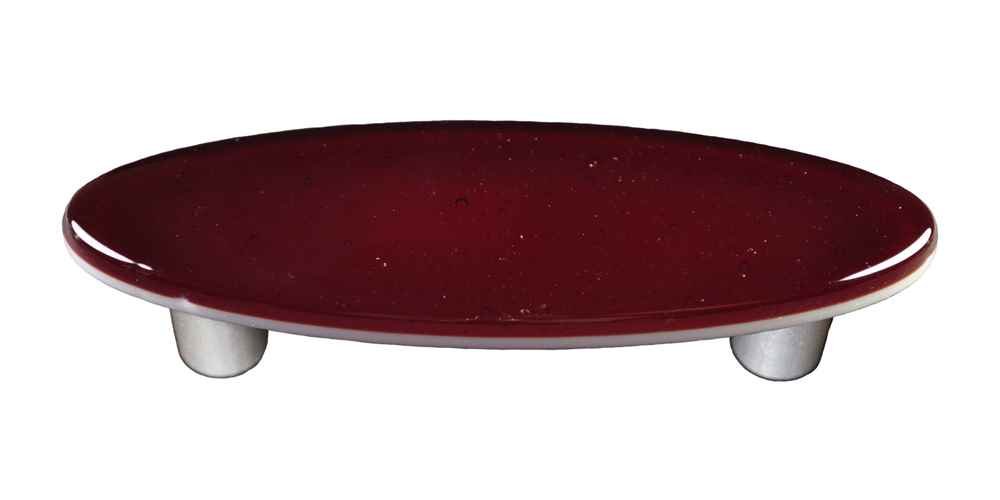 Garnet Red Oval Pull - Aluminum Finish for Cabinets & Drawers