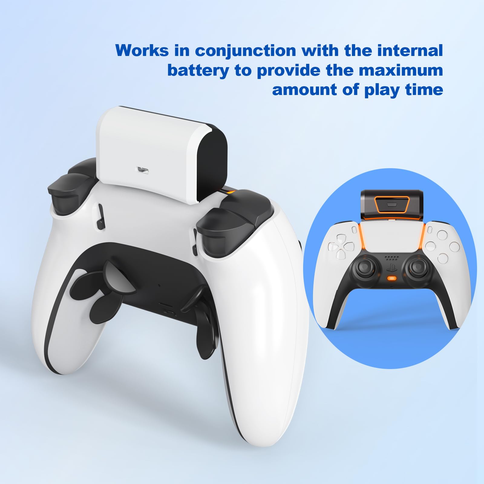 Rechargeable Battery Pack for PS5 DualSense/Edge Controller - 2000mAh with LED Indicator & USB-C Cable | Long-Lasting Gaming Power for Extended Play Sessions