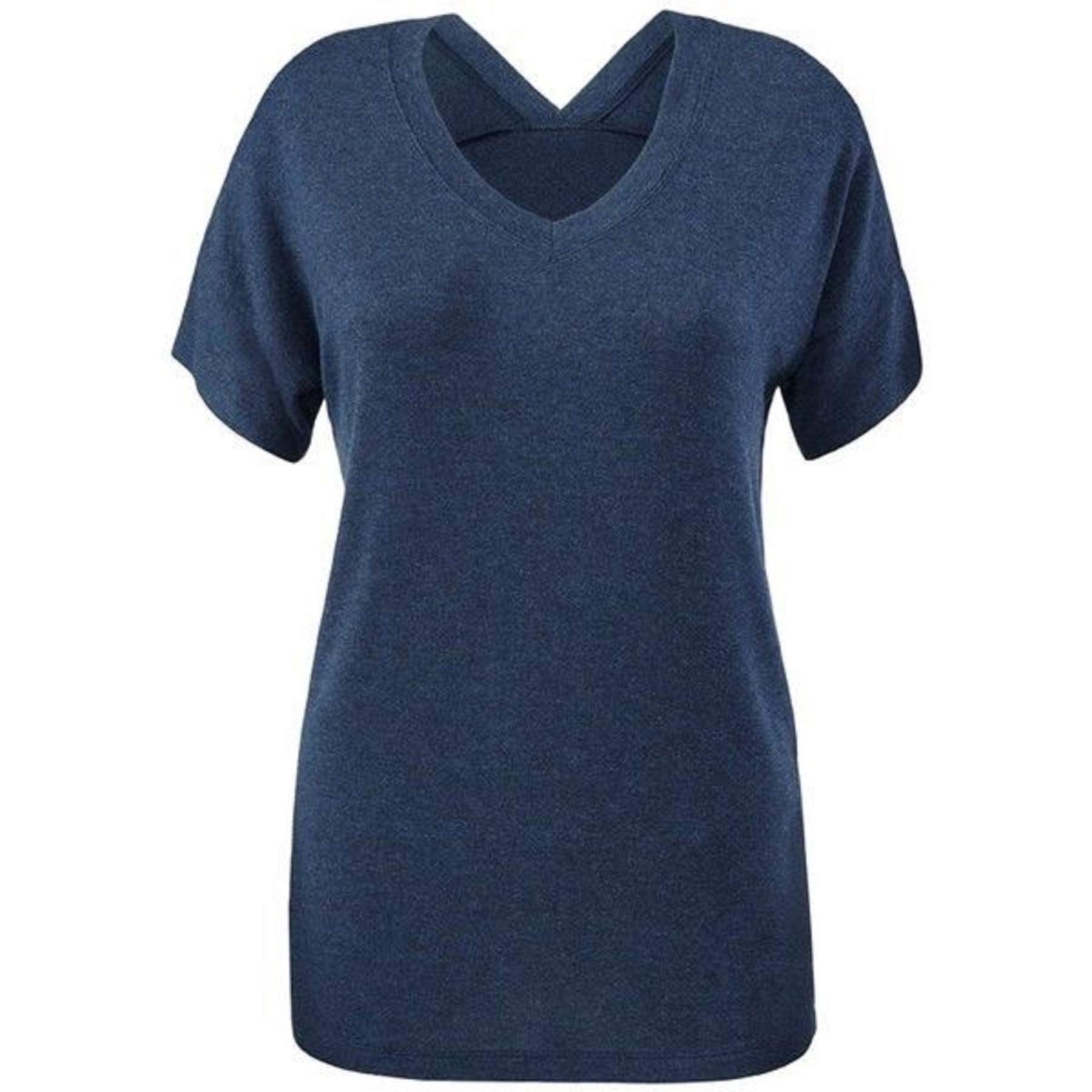 cabi Double V-Neck Tee in Navy Blue - Soft & Comfortable Women's T-Shirt for Casual Wear, Layering & Everyday Outfits