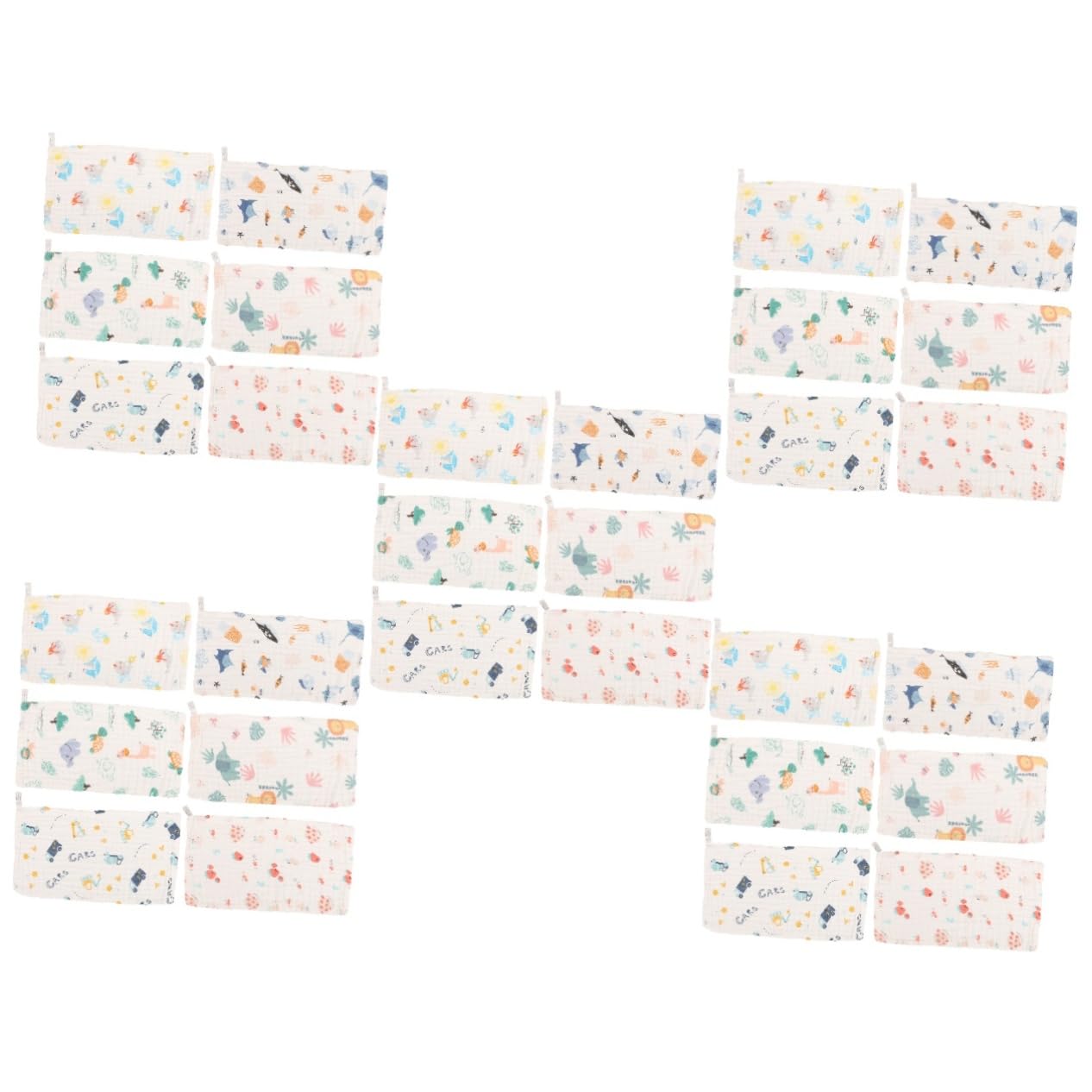 **30 Pcs Soft Cotton Gauze Saliva Wipes - Cartoon Burp Cloths & Drool Bibs for Newborns | Gentle Face Washcloths & Bath Towels for Babies**    *(Perfect for Feeding, Bath Time, and Daily Baby Care - Hypoallergenic & Ultra-Absorbent)*