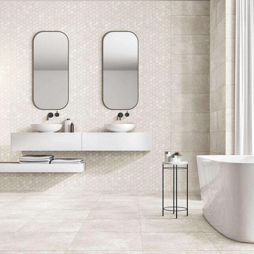 Premium 450x450mm Prague White Matt Concrete Look Porcelain Tile - Unrectified, Durable & Stylish for Modern Floors, Walls, and Backsplashes
